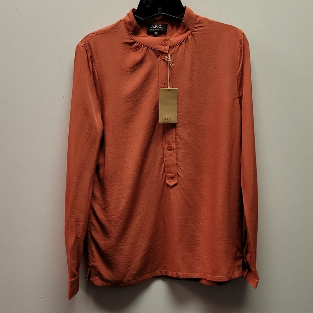 A.P.C. Orange Long Sleeve Blouse